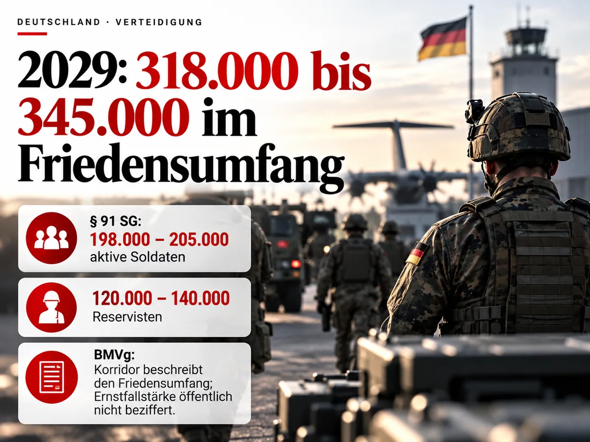 Bundeswehr: 318.000 bis 345.000 Soldaten und Reservisten im Friedensumfang 2029