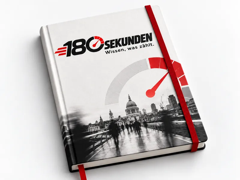 Notizbuch mit 180-Sekunden-Logo