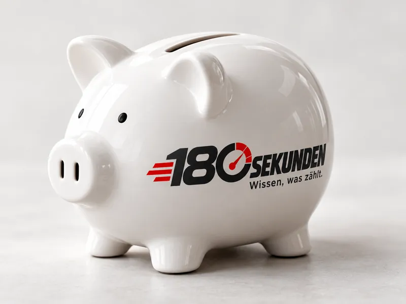 Sparschwein mit 180-Sekunden-Logo
